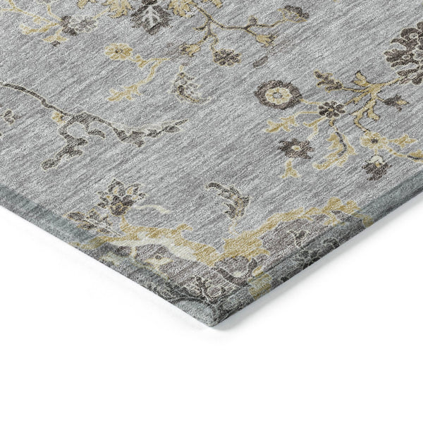 Homeroots 3' Floral Washable Area Rug In Artichoke Green, Brown, And Beige For Indoor Or Outdoor Spaces 5' X 8' Polyester 605474