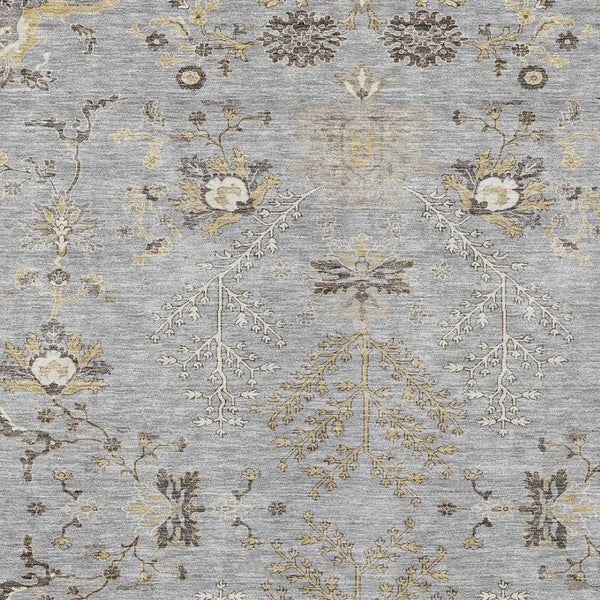 Homeroots 3' Floral Washable Area Rug In Artichoke Green, Brown, And Beige For Indoor Or Outdoor Spaces 5' X 8' Polyester 605474