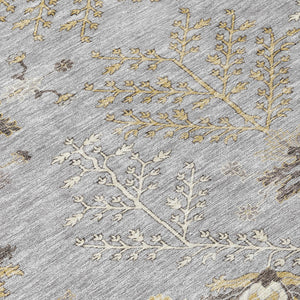 Homeroots 3' Floral Washable Area Rug In Artichoke Green, Brown, And Beige For Indoor Or Outdoor Spaces 9' X 12' Polyester 605477