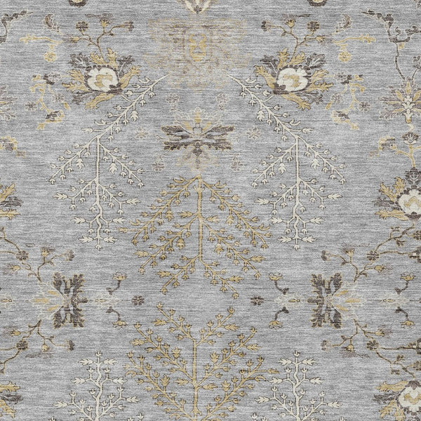 Homeroots 3' Floral Washable Area Rug In Artichoke Green, Brown, And Beige For Indoor Or Outdoor Spaces 10' X 14' Polyester 605478