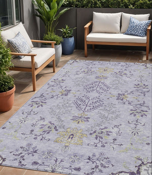 Homeroots 3' Floral Washable Area Rug In Artichoke Green, Brown, And Beige For Indoor Or Outdoor Spaces 5' X 8' Polyester 605480