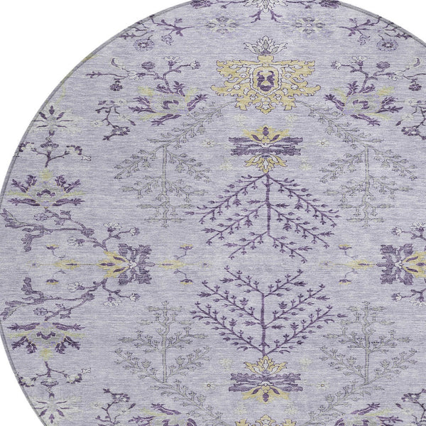 Homeroots 3' Floral Washable Area Rug In Artichoke Green, Brown, And Beige For Indoor Or Outdoor Spaces 8' Round Polyester 605481