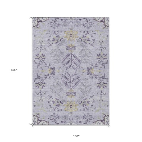 Homeroots 3' Floral Washable Area Rug In Artichoke Green, Brown, And Beige For Indoor Or Outdoor Spaces 9' X 12' Polyester 605483