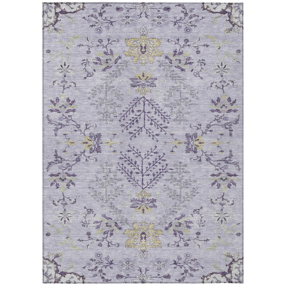 HomeRoots 9' X 12' Floral Lavender Gray Area Rug – Durable, Washable Design for Indoor & Outdoor Spaces! 605483