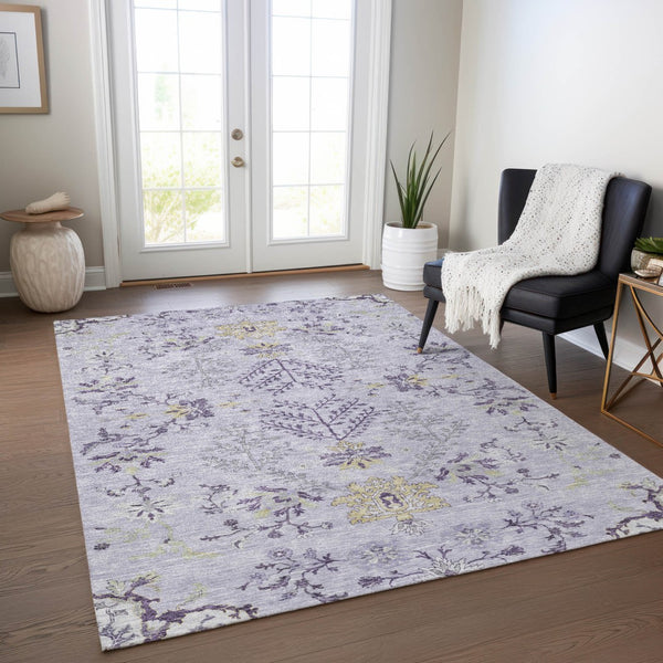 Homeroots 3' Floral Washable Area Rug In Artichoke Green, Brown, And Beige For Indoor Or Outdoor Spaces 9' X 12' Polyester 605483