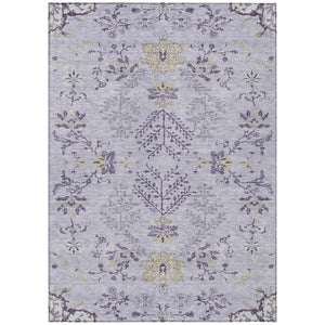 HomeRoots 5' Elegant Lavender Purple and Gray Floral Washable Area Rug for Indoor and Outdoor Spaces 10' X 14' 605484