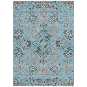 Homeroots 3' Floral Washable Area Rug In Artichoke Green, Brown, And Beige For Indoor Or Outdoor Spaces 9' X 12' Polyester 605489