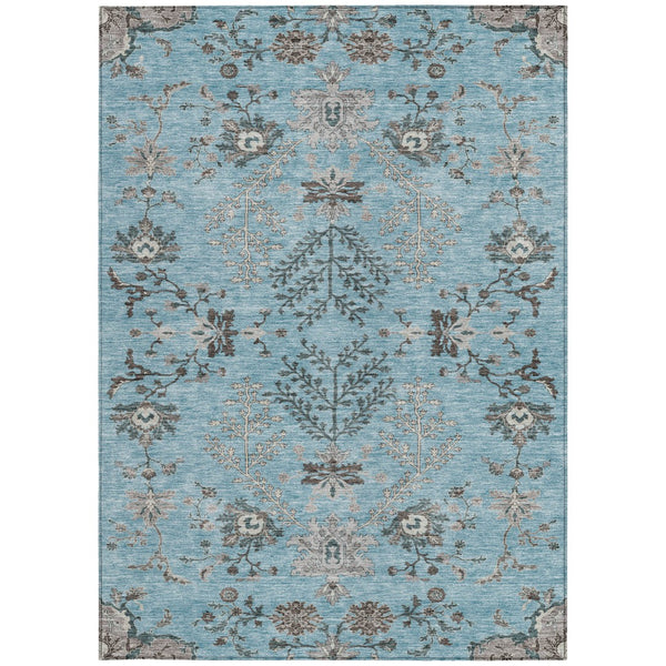 Homeroots 3' Floral Washable Area Rug In Artichoke Green, Brown, And Beige For Indoor Or Outdoor Spaces 9' X 12' Polyester 605489