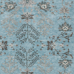 Homeroots 3' Floral Washable Area Rug In Artichoke Green, Brown, And Beige For Indoor Or Outdoor Spaces 10' X 14' Polyester 605490