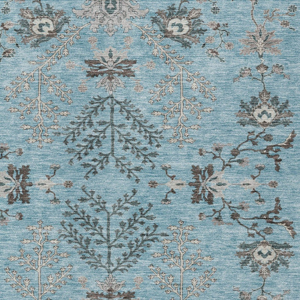 Homeroots 3' Floral Washable Area Rug In Artichoke Green, Brown, And Beige For Indoor Or Outdoor Spaces 10' X 14' Polyester 605490