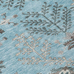 Homeroots 3' Floral Washable Area Rug In Artichoke Green, Brown, And Beige For Indoor Or Outdoor Spaces 10' X 14' Polyester 605490