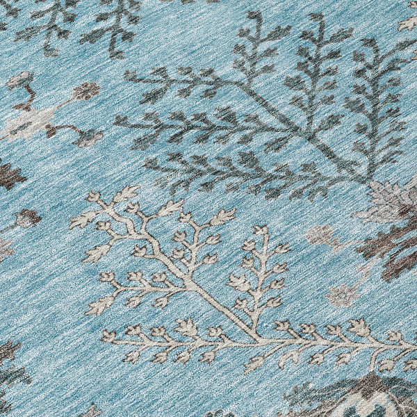 Homeroots 3' Floral Washable Area Rug In Artichoke Green, Brown, And Beige For Indoor Or Outdoor Spaces 10' X 14' Polyester 605490