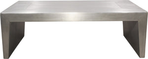 HomeRoots 54" Striking Silver Aluminum & Solid Wood Sled Coffee Table for Modern Living Rooms & Offices 605491