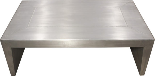 Homeroots 54" Silver Aluminum Sled Coffee Table - Stylish Aviator Design With Solid Wood Frame For Any Space   605491