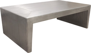 Homeroots 54" Silver Aluminum Sled Coffee Table - Stylish Aviator Design With Solid Wood Frame For Any Space   605491