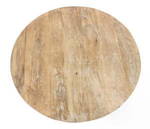 Homeroots 34" Natural Solid Wood Round Distressed Coffee Table With Shelf - Stylish & Rustic Home Accent Piece   605492