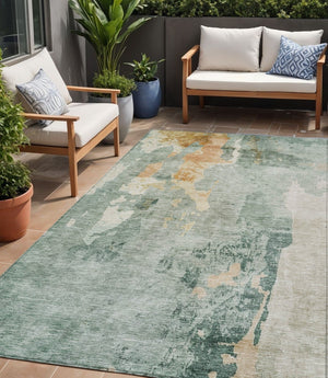 HomeRoots 5' Blue Copper and Gray Abstract Indoor-Outdoor Area Rug for Stylish, Durable Living Spaces 5' X 8' 605495