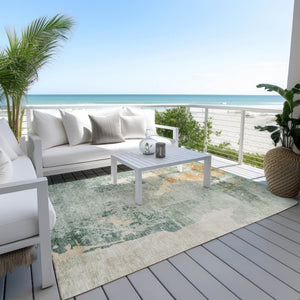 HomeRoots 5' Blue Copper and Gray Abstract Indoor-Outdoor Area Rug for Stylish, Durable Living Spaces 5' X 8' 605495