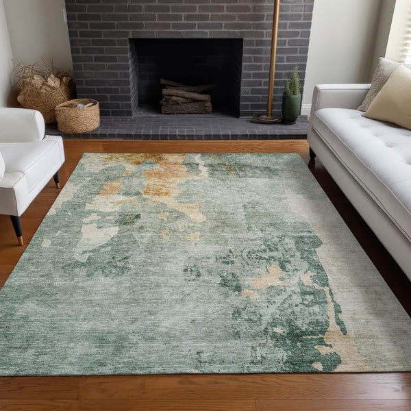 HomeRoots 5' Blue Copper and Gray Abstract Indoor-Outdoor Area Rug for Stylish, Durable Living Spaces 5' X 8' 605495