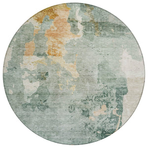 HomeRoots 5' Blue Copper and Gray Abstract Indoor-Outdoor Area Rug for Stylish, Durable Living Spaces 8' Round 605496