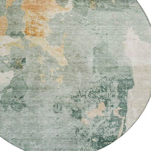HomeRoots 5' Blue Copper and Gray Abstract Indoor-Outdoor Area Rug for Stylish, Durable Living Spaces 8' Round 605496