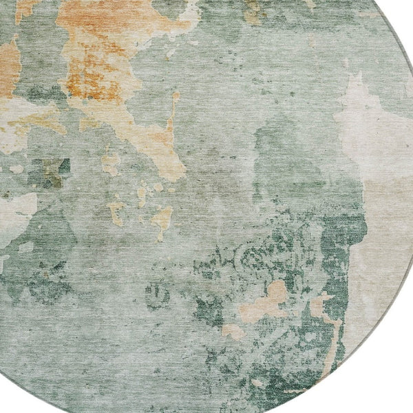 HomeRoots 5' Blue Copper and Gray Abstract Indoor-Outdoor Area Rug for Stylish, Durable Living Spaces 8' Round 605496