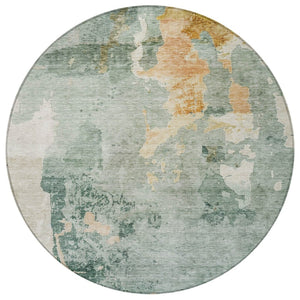 HomeRoots 5' Blue Copper and Gray Abstract Indoor-Outdoor Area Rug for Stylish, Durable Living Spaces 8' Round 605496