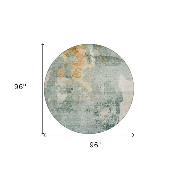 HomeRoots 5' Blue Copper and Gray Abstract Indoor-Outdoor Area Rug for Stylish, Durable Living Spaces 8' Round 605496