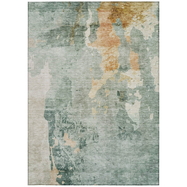 HomeRoots 9' X 12' Blue Copper Gray Modern Abstract Washable Area Rug for Indoor Outdoor Versatility & Style 605498