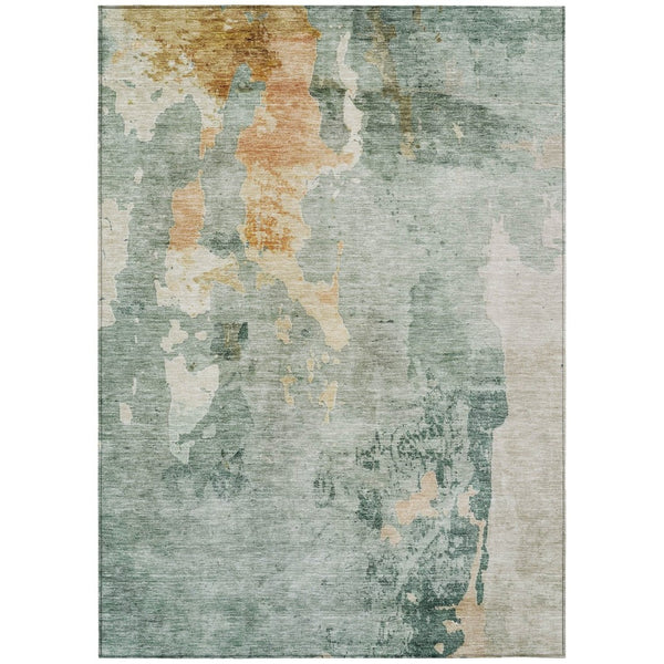 HomeRoots 9' X 12' Blue Copper Gray Modern Abstract Washable Area Rug for Indoor Outdoor Versatility & Style 605498
