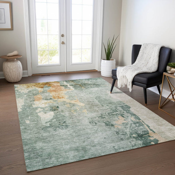 HomeRoots 9' X 12' Blue Copper Gray Modern Abstract Washable Area Rug for Indoor Outdoor Versatility & Style 605498