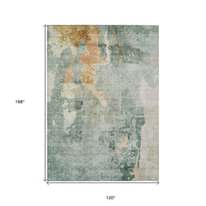 HomeRoots 5' Blue Copper and Gray Abstract Indoor-Outdoor Area Rug for Stylish, Durable Living Spaces 10' X 14' 605499