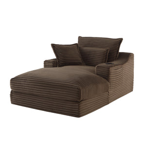 English Elm 47.24 Plush modern compression sofa with S-curve arms, cup holders, cotton lumbar pillow and deep seat comfort Brown W3396P373320