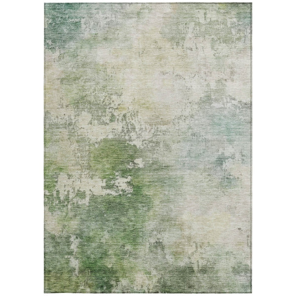 Homeroots 3' Artichoke Green And Ivory Abstract Area Rug - Stylish Washable Indoor/Outdoor Design For All Spaces 3' X 5' Polyester 605500