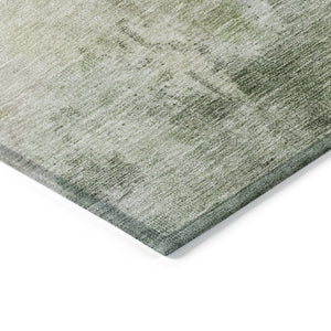 Homeroots 3' Artichoke Green And Ivory Abstract Area Rug - Stylish Washable Indoor/Outdoor Design For All Spaces 3' X 5' Polyester 605500