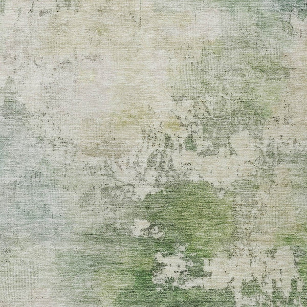 Homeroots 3' Artichoke Green And Ivory Abstract Area Rug - Stylish Washable Indoor/Outdoor Design For All Spaces 5' X 8' Polyester 605501