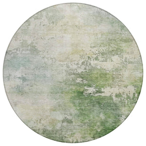 HomeRoots 5' Artichoke Green Abstract Washable Area Rug - Durable, Stylish Indoor/Outdoor Design for Any Space 8' Round 605502
