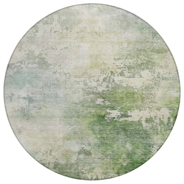HomeRoots 5' Artichoke Green Abstract Washable Area Rug - Durable, Stylish Indoor/Outdoor Design for Any Space 8' Round 605502
