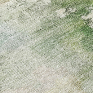 Homeroots 3' Artichoke Green And Ivory Abstract Area Rug - Stylish Washable Indoor/Outdoor Design For All Spaces 8' Round Polyester 605502