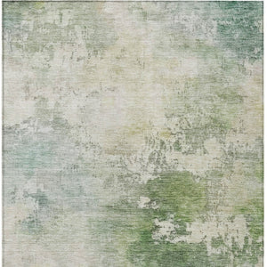 Homeroots 3' Artichoke Green And Ivory Abstract Area Rug - Stylish Washable Indoor/Outdoor Design For All Spaces 8' X 10' Polyester 605503