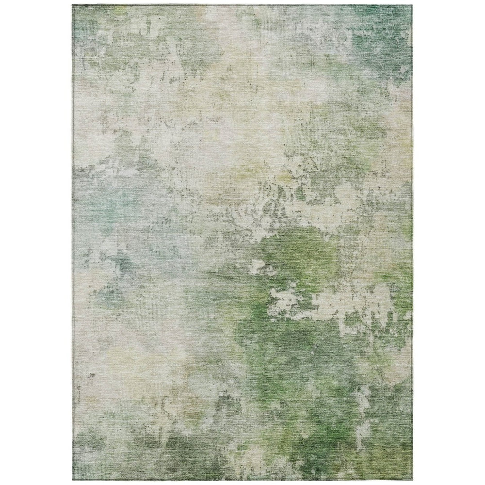 HomeRoots 9' X 12' Artichoke Green Abstract Washable Area Rug - Stylish, Durable, Perfect for Indoor/Outdoor Use! 605504