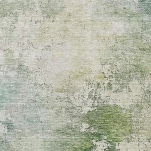Homeroots 3' Artichoke Green And Ivory Abstract Area Rug - Stylish Washable Indoor/Outdoor Design For All Spaces 9' X 12' Polyester 605504