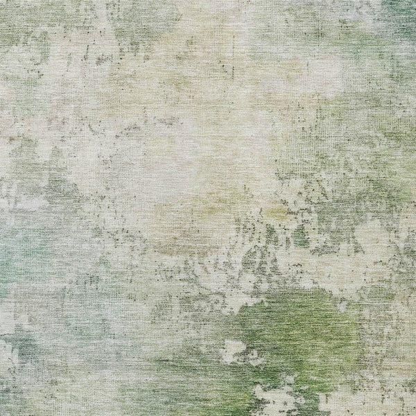 Homeroots 3' Artichoke Green And Ivory Abstract Area Rug - Stylish Washable Indoor/Outdoor Design For All Spaces 9' X 12' Polyester 605504