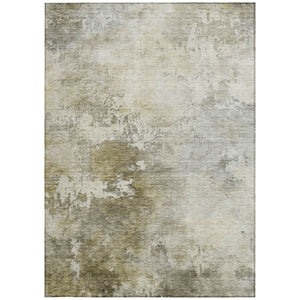 Homeroots 3' Artichoke Green And Ivory Abstract Area Rug - Stylish Washable Indoor/Outdoor Design For All Spaces 10' X 14' Polyester 605511