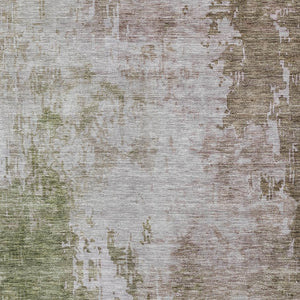 Homeroots 3' Stylish Brown And Green Abstract Washable Area Rug For Indoor And Outdoor Living Spaces 5' X 8' Polyester 605513