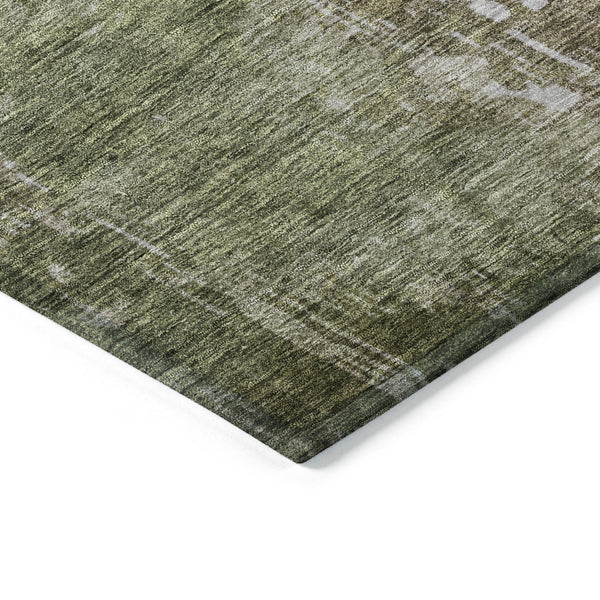 Homeroots 3' Stylish Brown And Green Abstract Washable Area Rug For Indoor And Outdoor Living Spaces 8' X 10' Polyester 605515