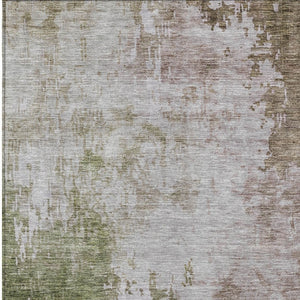 Homeroots 3' Stylish Brown And Green Abstract Washable Area Rug For Indoor And Outdoor Living Spaces 8' X 10' Polyester 605515