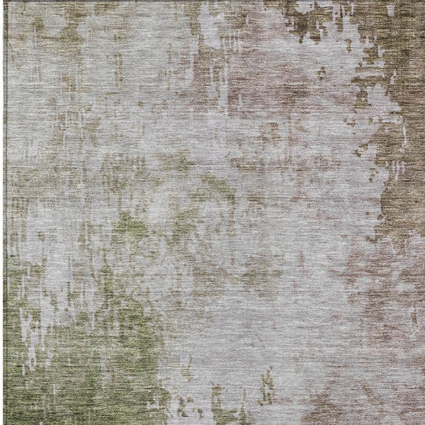 Homeroots 3' Stylish Brown And Green Abstract Washable Area Rug For Indoor And Outdoor Living Spaces 8' X 10' Polyester 605515