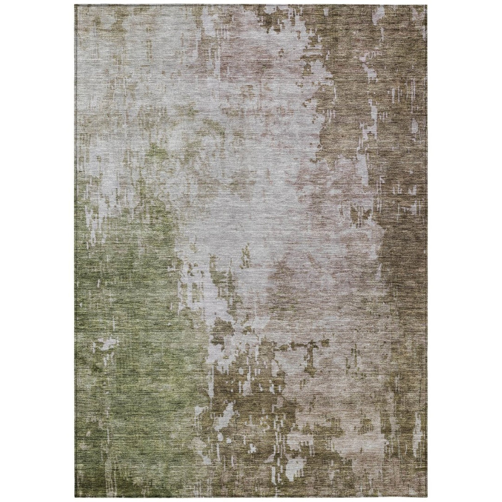HomeRoots 9' X 12' Brown and Green Abstract Indoor/Outdoor Area Rug – Durable, Washable, Stylish & Versatile 605516