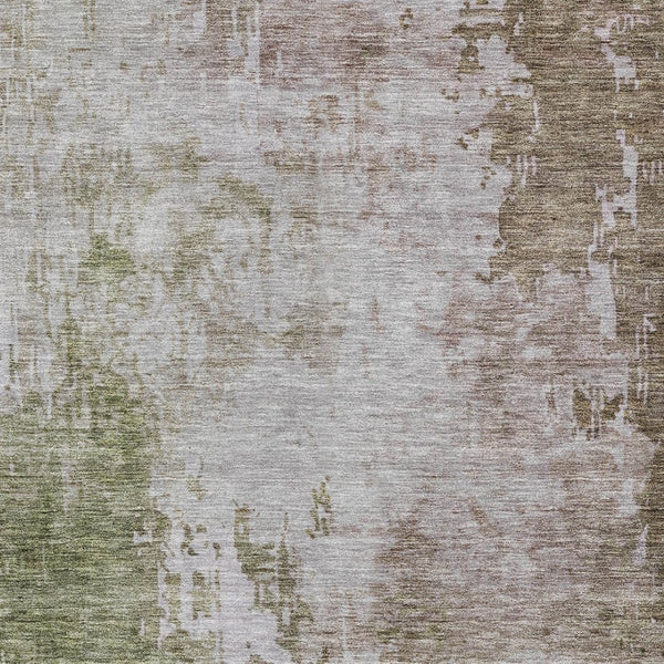 Homeroots 3' Stylish Brown And Green Abstract Washable Area Rug For Indoor And Outdoor Living Spaces 9' X 12' Polyester 605516